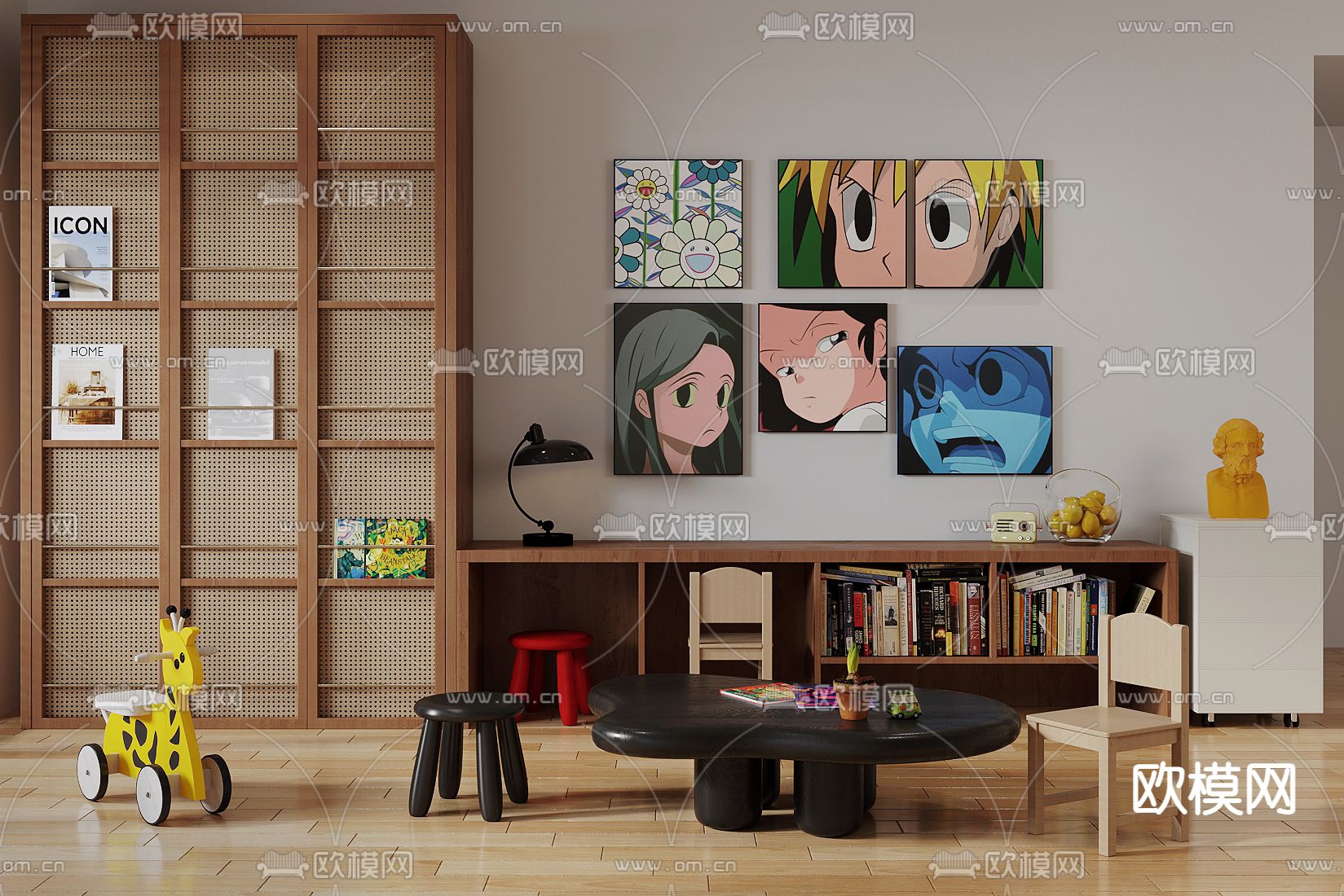 儿童桌 游戏桌3d模型下载