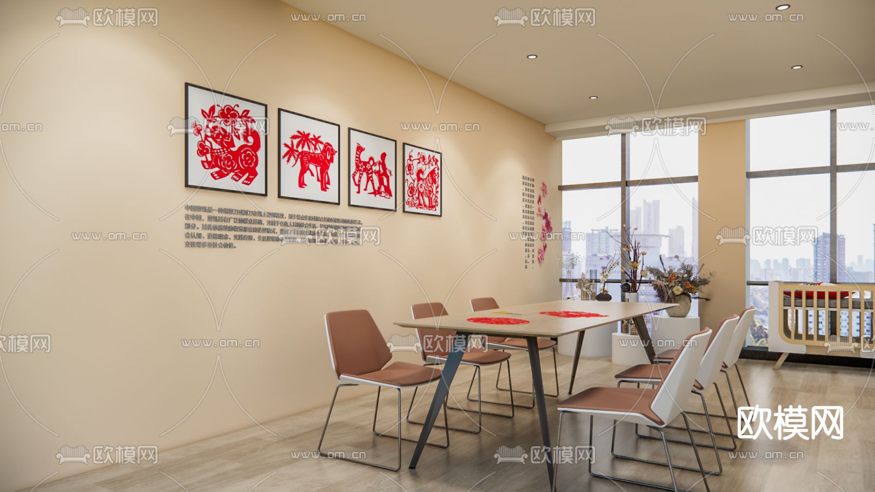 现代母乳室 婴儿车su模型下载（渲染图3）