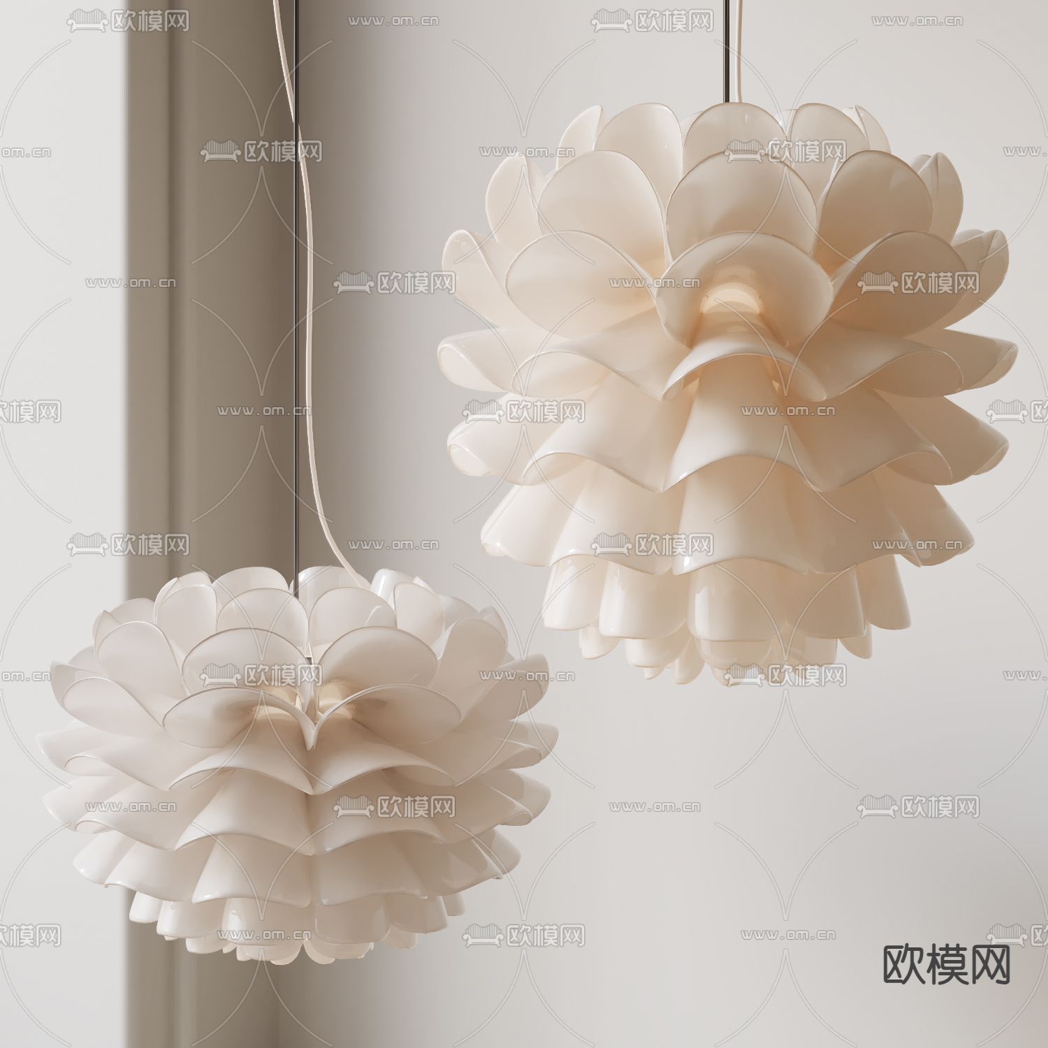 花瓣吊灯 艺术吊灯3d模型下载_ID14240258_3dmax免费模型-欧模网