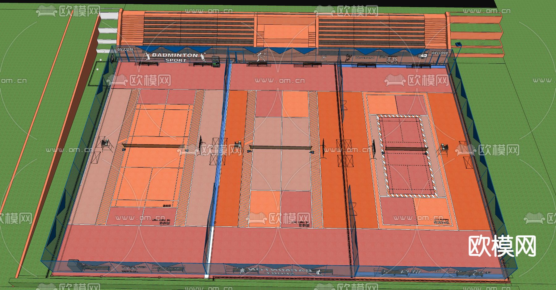 网球场 运动健身球场su模型下载（渲染图3）