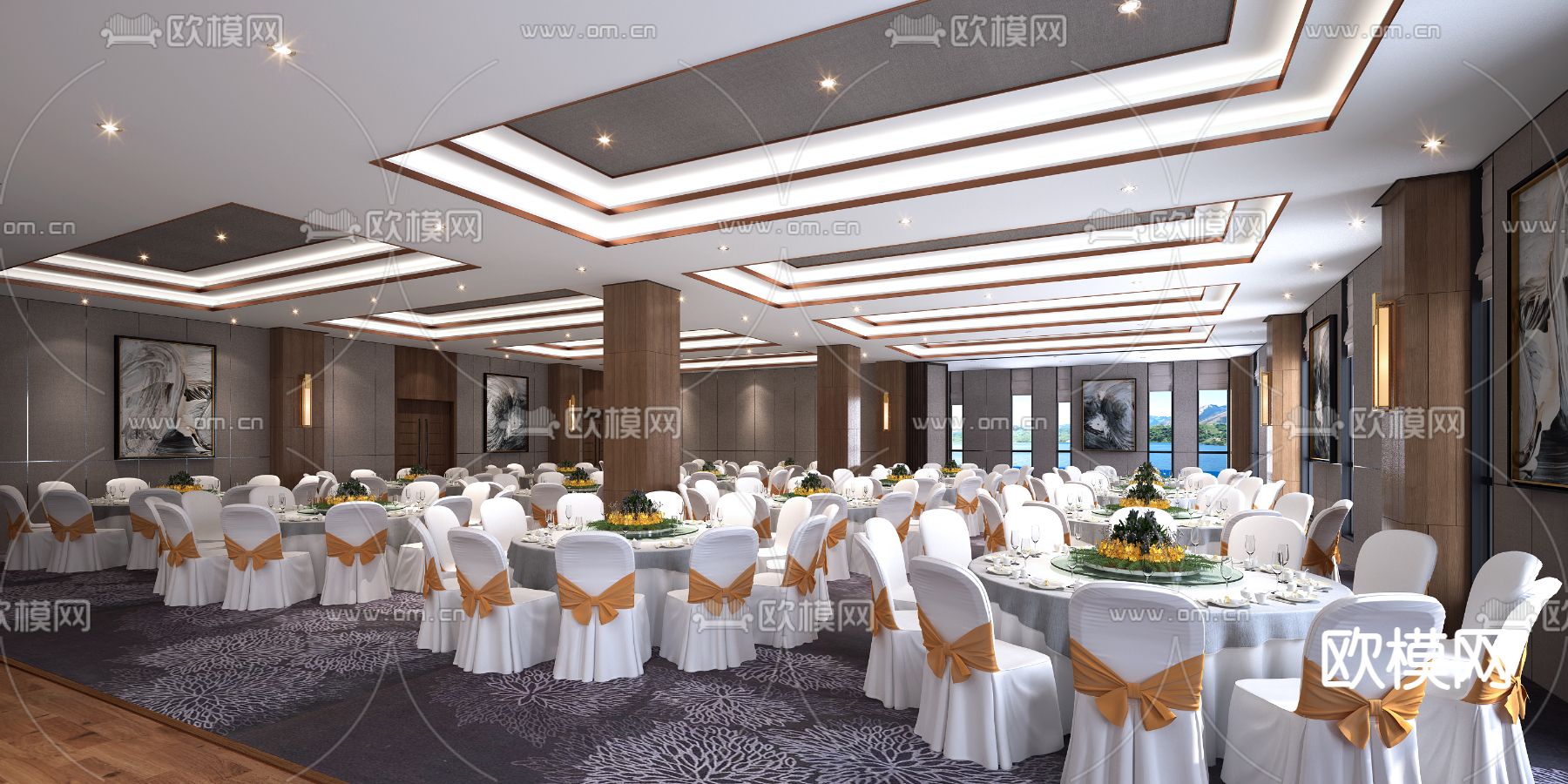 酒店宴会厅3d模型下载（渲染图1）