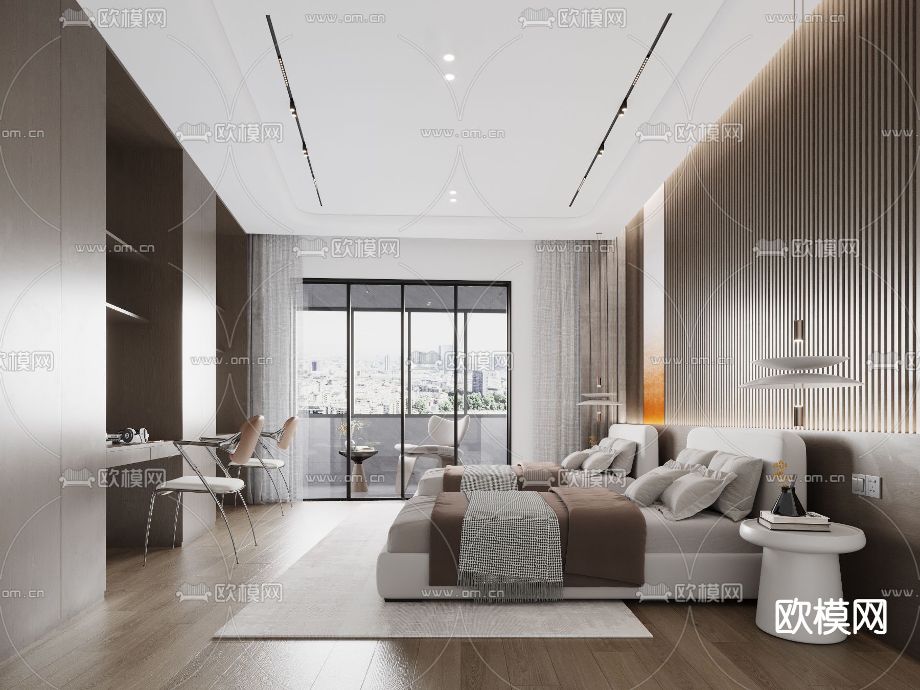 酒店客房 双床房3d模型下载