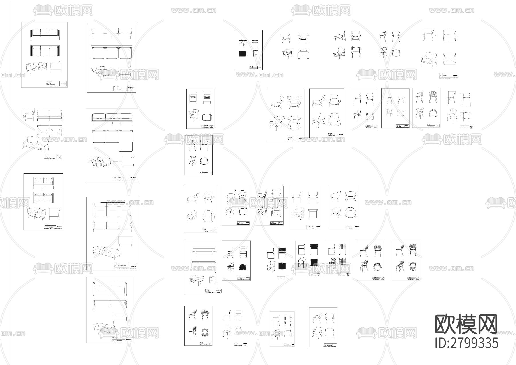 意大利Fredericia组合沙发cad图库下载（渲染图1）