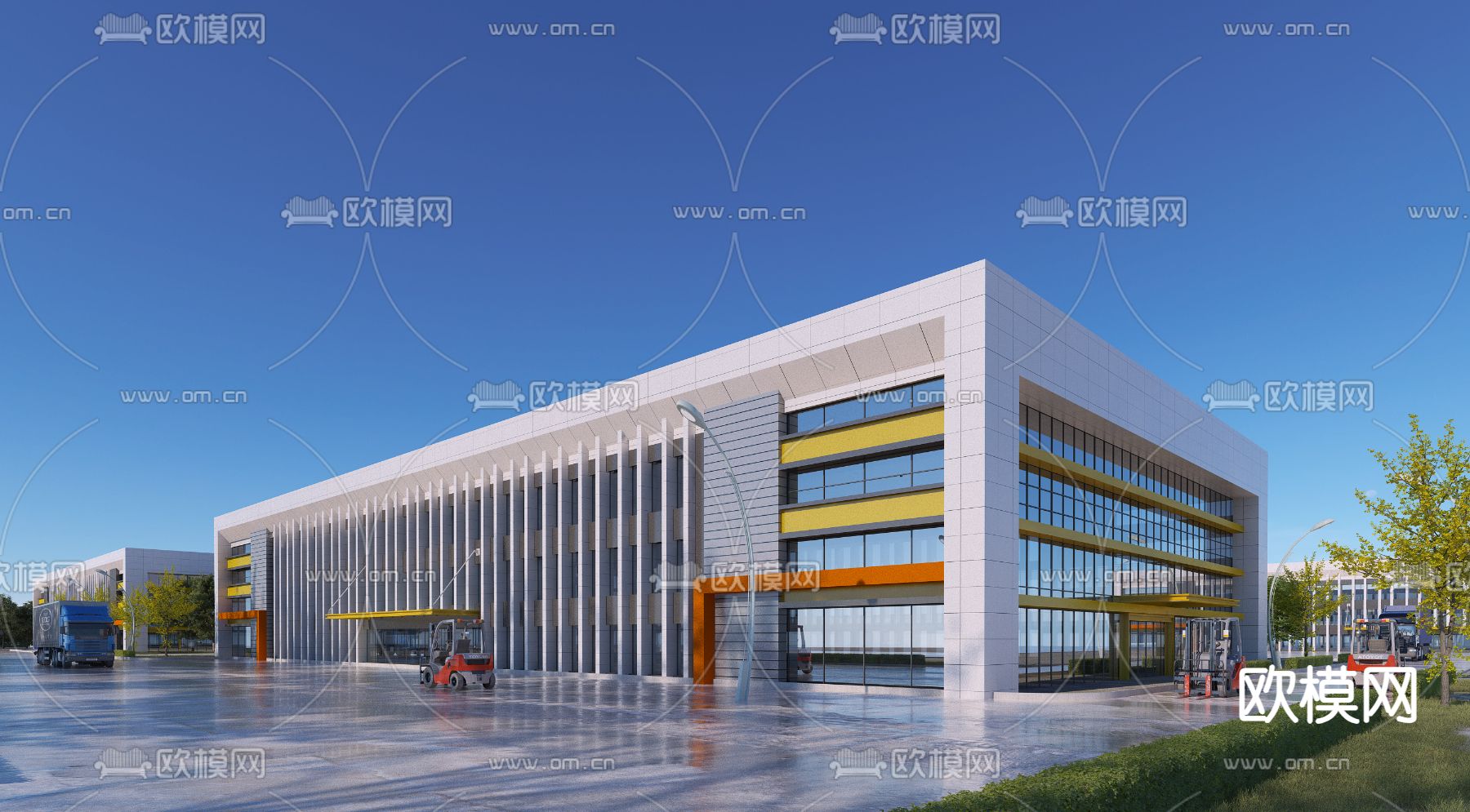 工业厂房外观3d模型下载