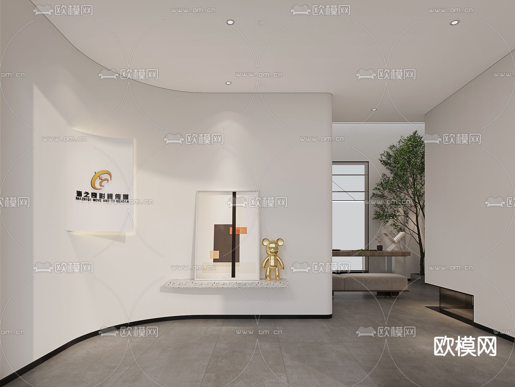 开放式办公室 办公区3d模型下载（渲染图3）