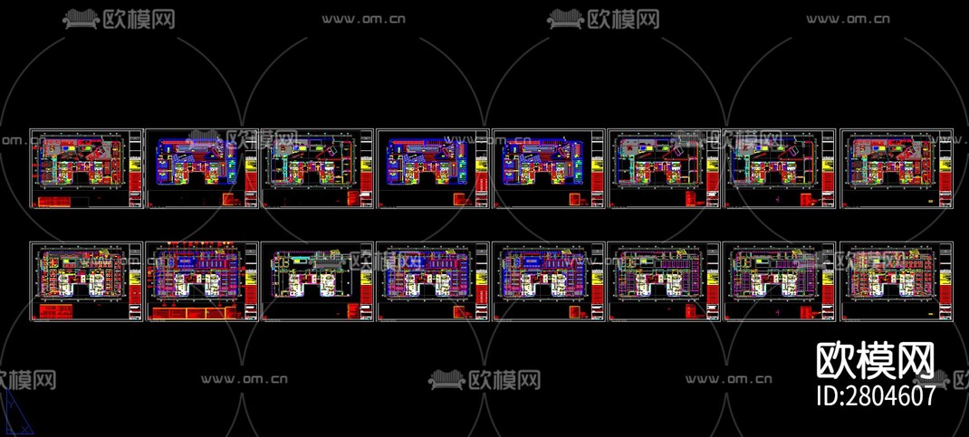 办公空间平面cad施工图-免费3dmax模型库-欧模网