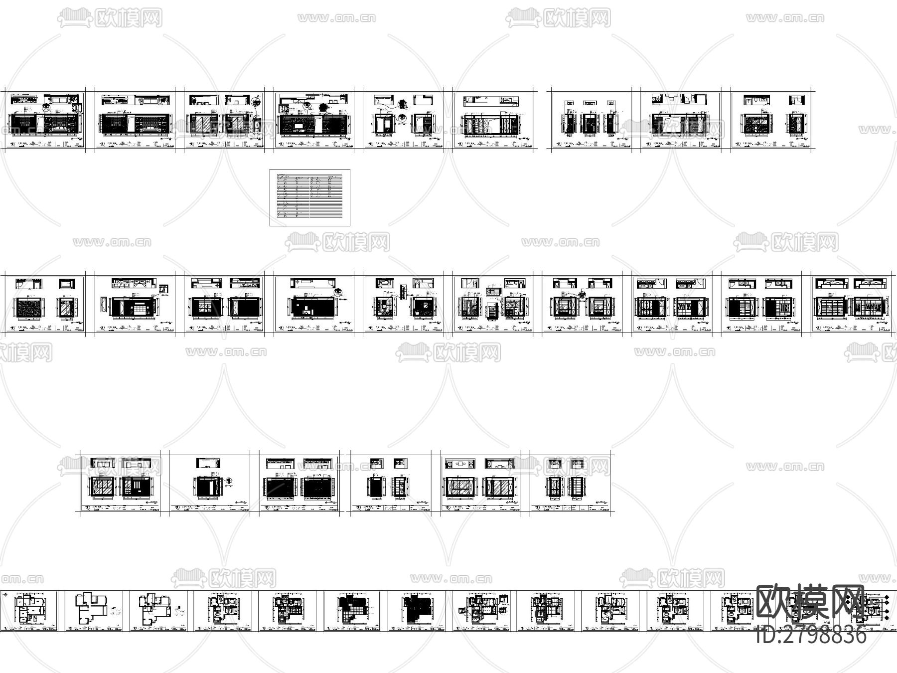 家装平层cad施工图下载（渲染图1）