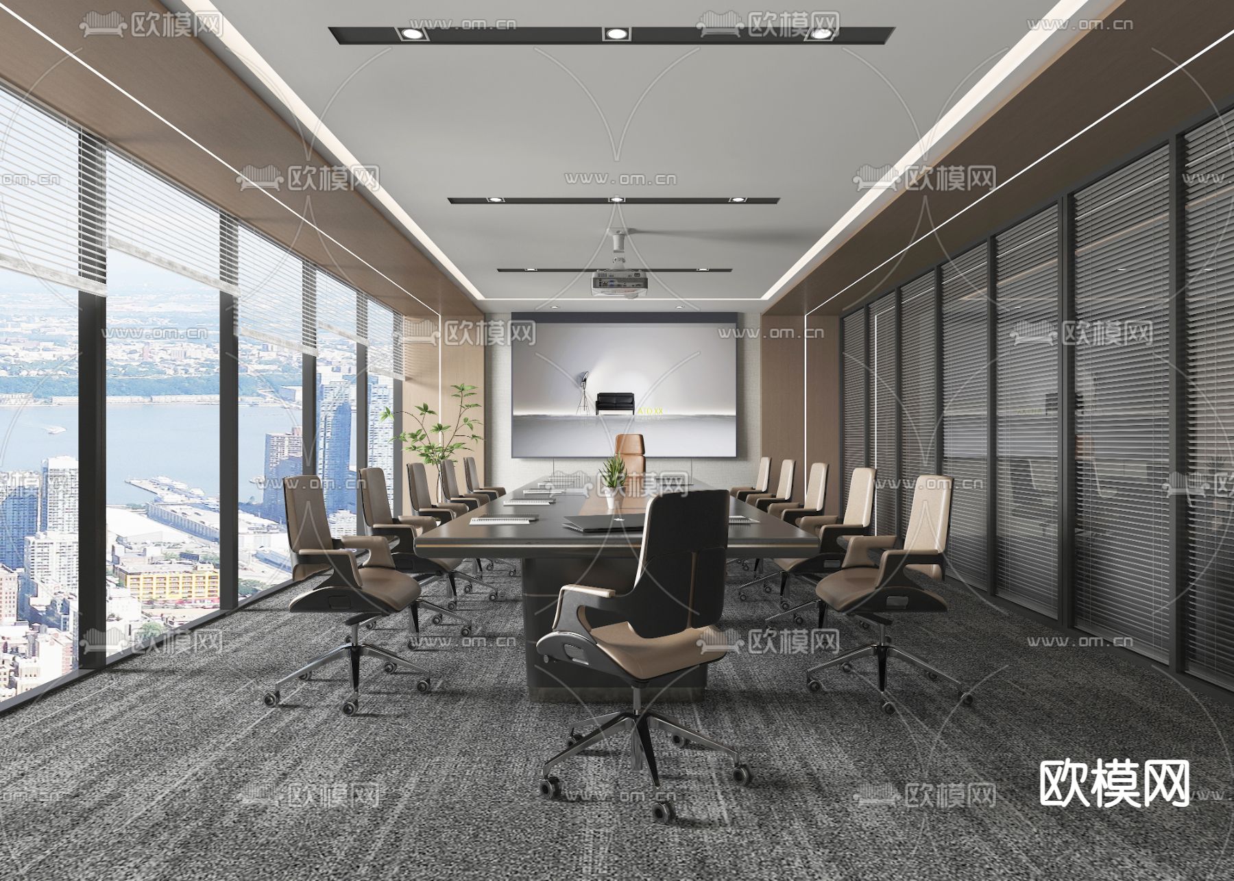 现代会议室3d模型下载