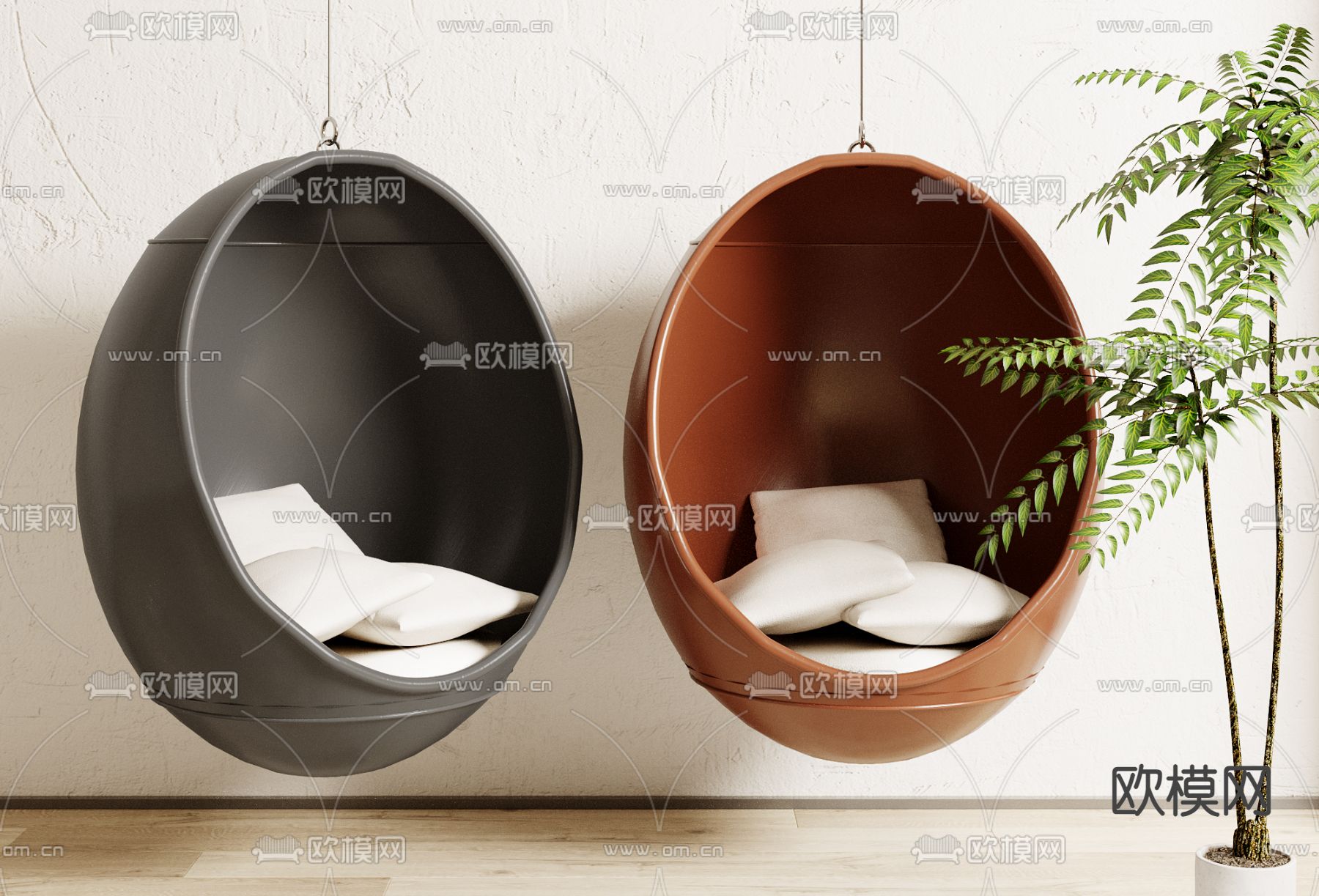 现代吊椅 吊篮su模型下载（渲染图1）