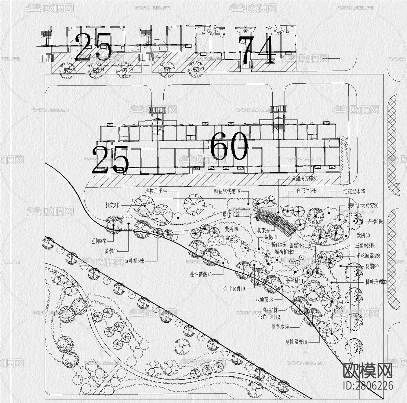 滨水湿地公园cad平面图下载（渲染图3）