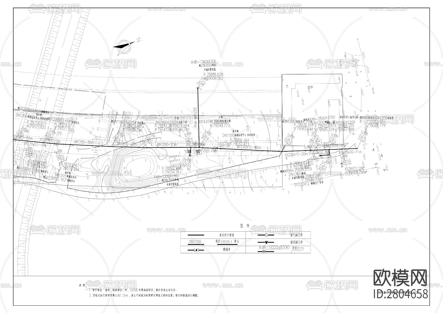 鱼嘴水厂二期输配水cad工程图下载（渲染图5）