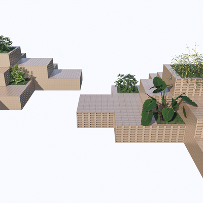  户外景观座凳 树池座凳su模型 