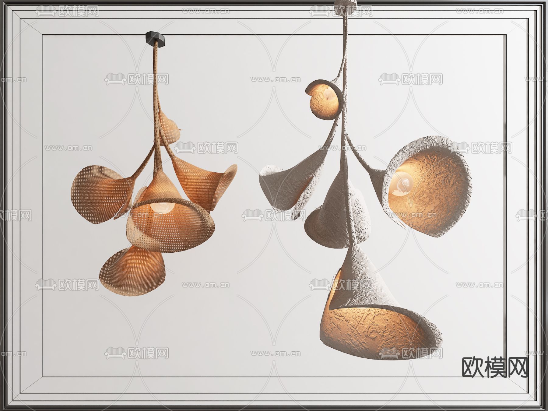 东南亚喇叭花吊灯su模型下载（渲染图1）