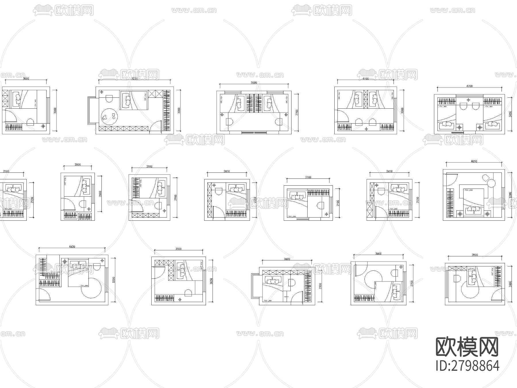 100个卧室cad图库下载（渲染图5）
