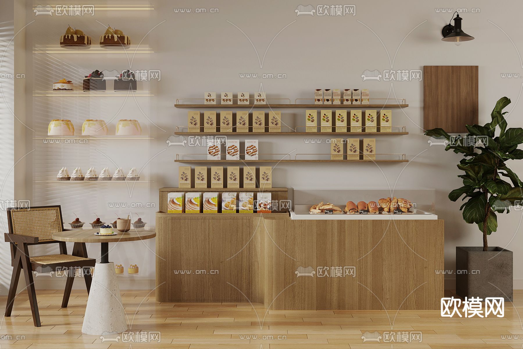 甜品 蛋糕 面包展示柜3d模型下载