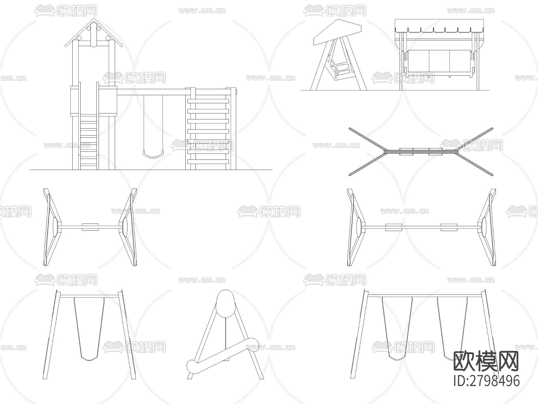 精选儿童游乐设施cad图库下载（渲染图6）