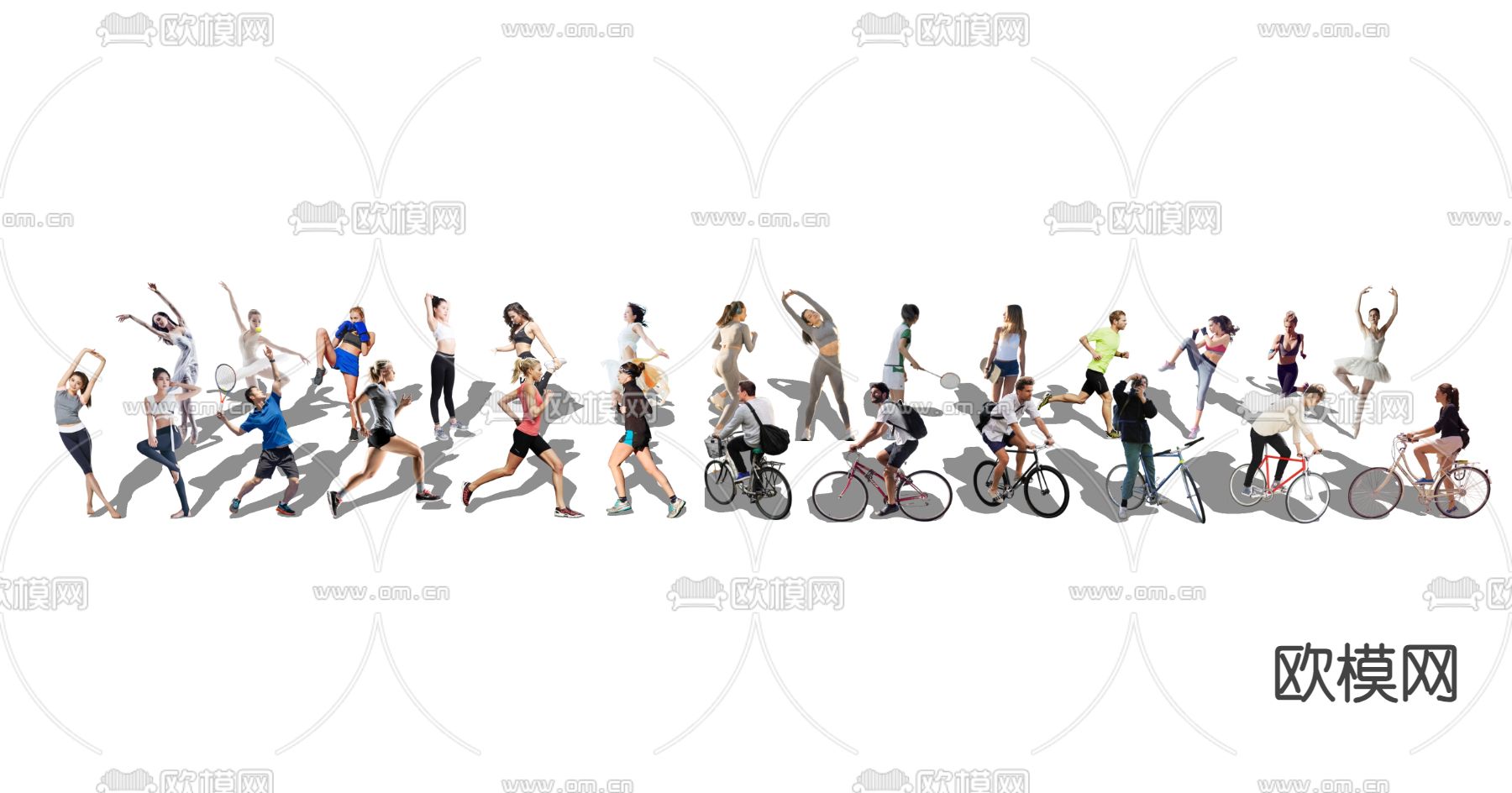 运动人物 骑行男人 女人su模型下载（渲染图2）