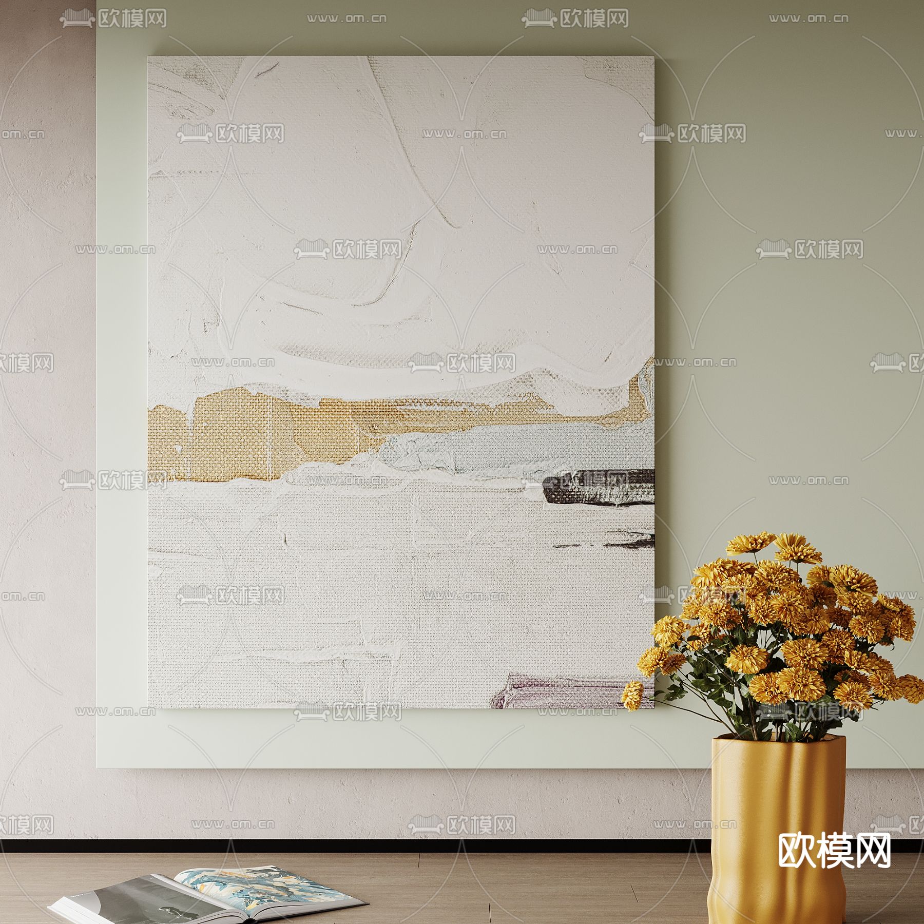 奶油风油画 挂画 装饰画3d模型下载