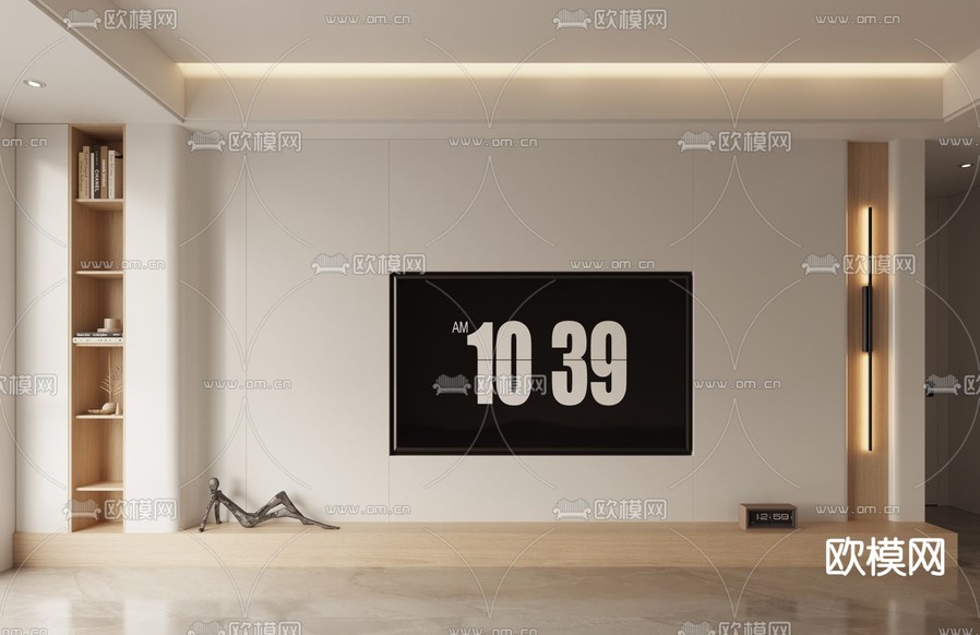 电视背景3d模型下载