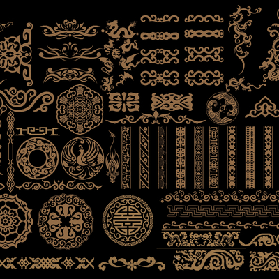  中式雕花 角花 花纹su模型 