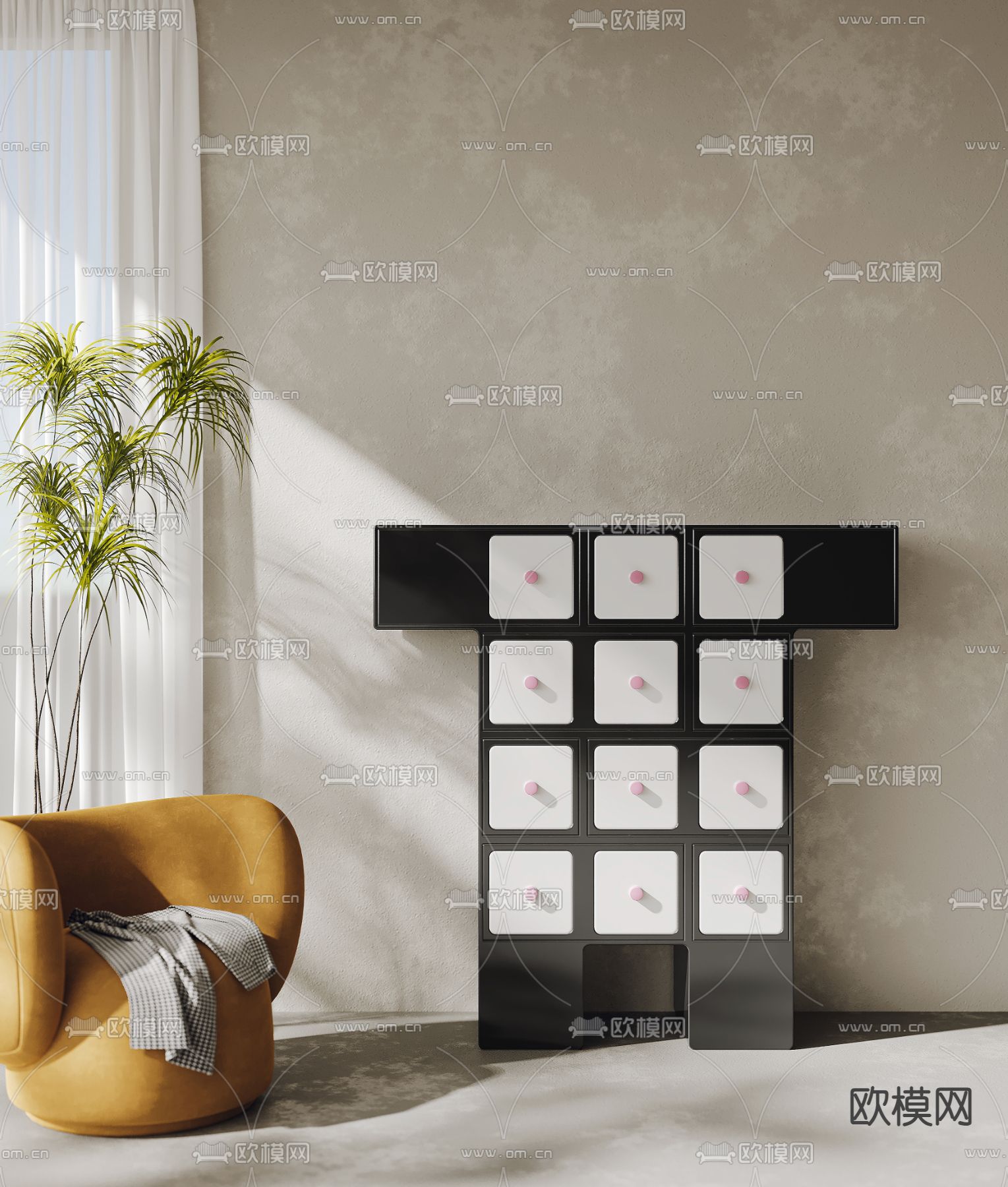 现代斗柜 边柜3d模型下载