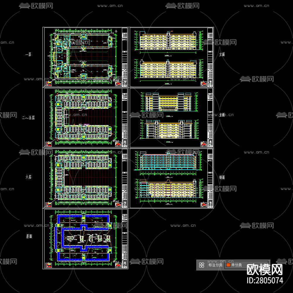 大学公寓宿舍cad图库下载（渲染图3）