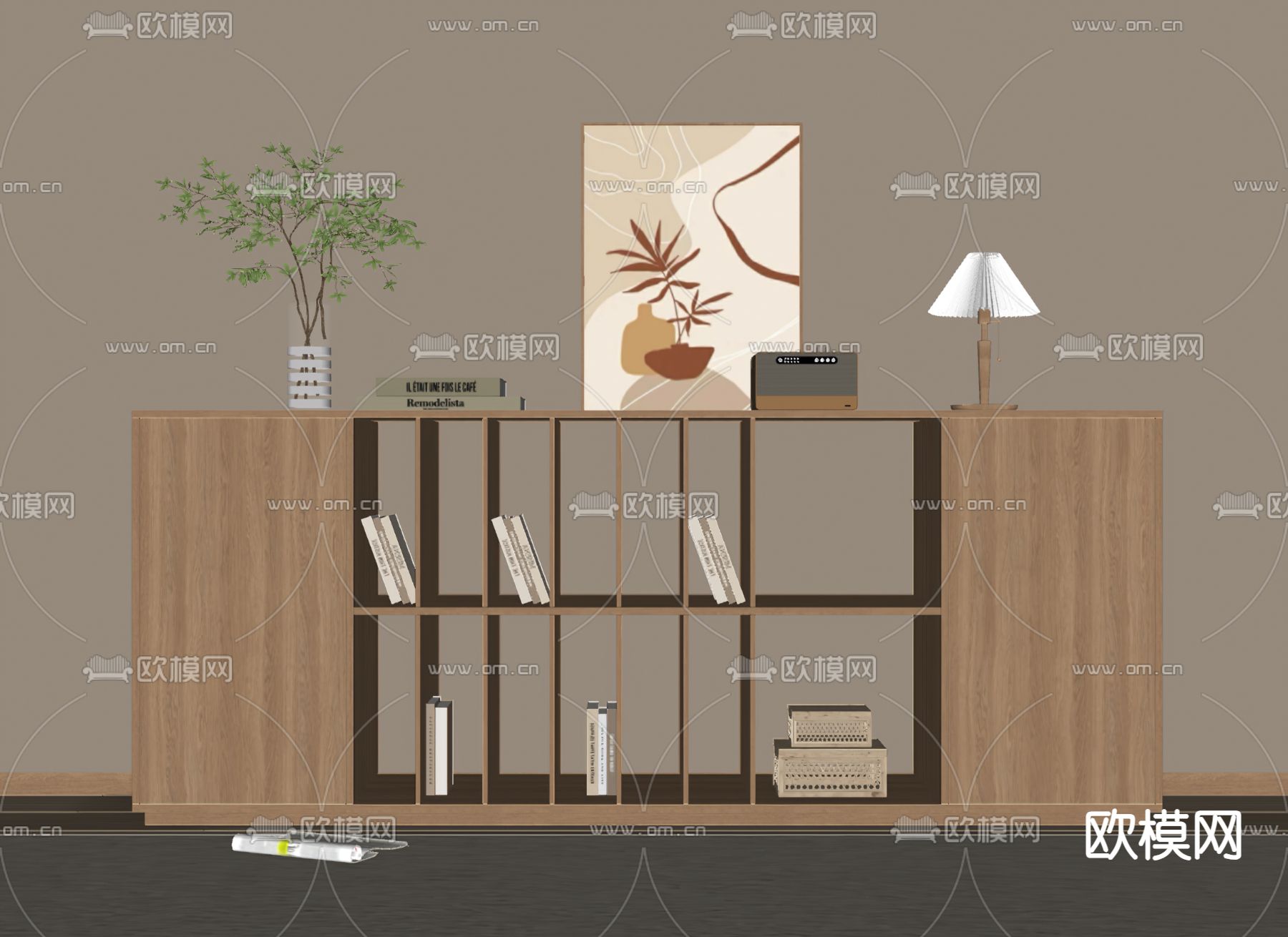 北欧矮柜 书柜su模型下载（渲染图3）