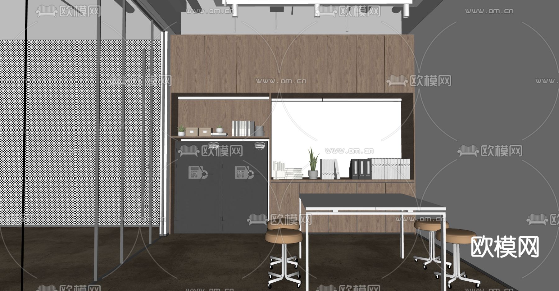 工业风会议室su模型下载（渲染图3）