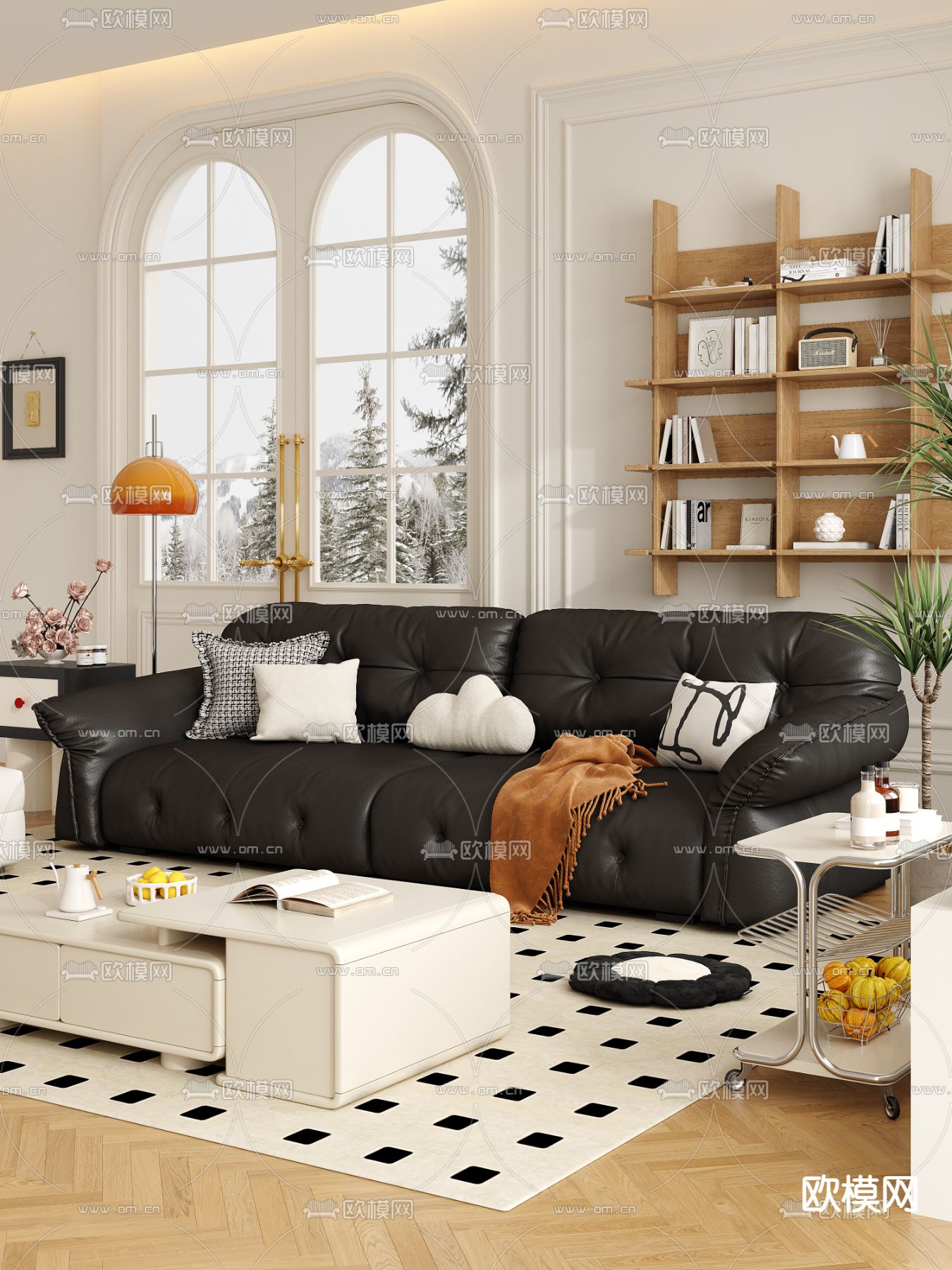 奶油风沙发 双人沙发3d模型下载