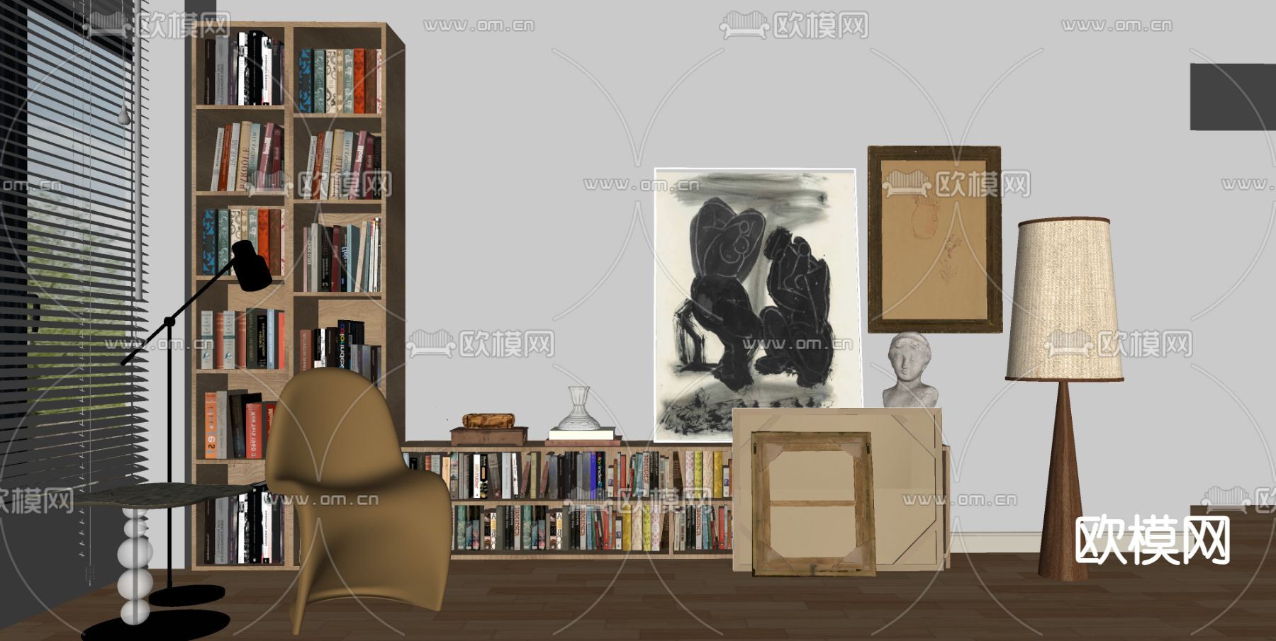 现代异型椅 落地灯su模型下载（渲染图2）