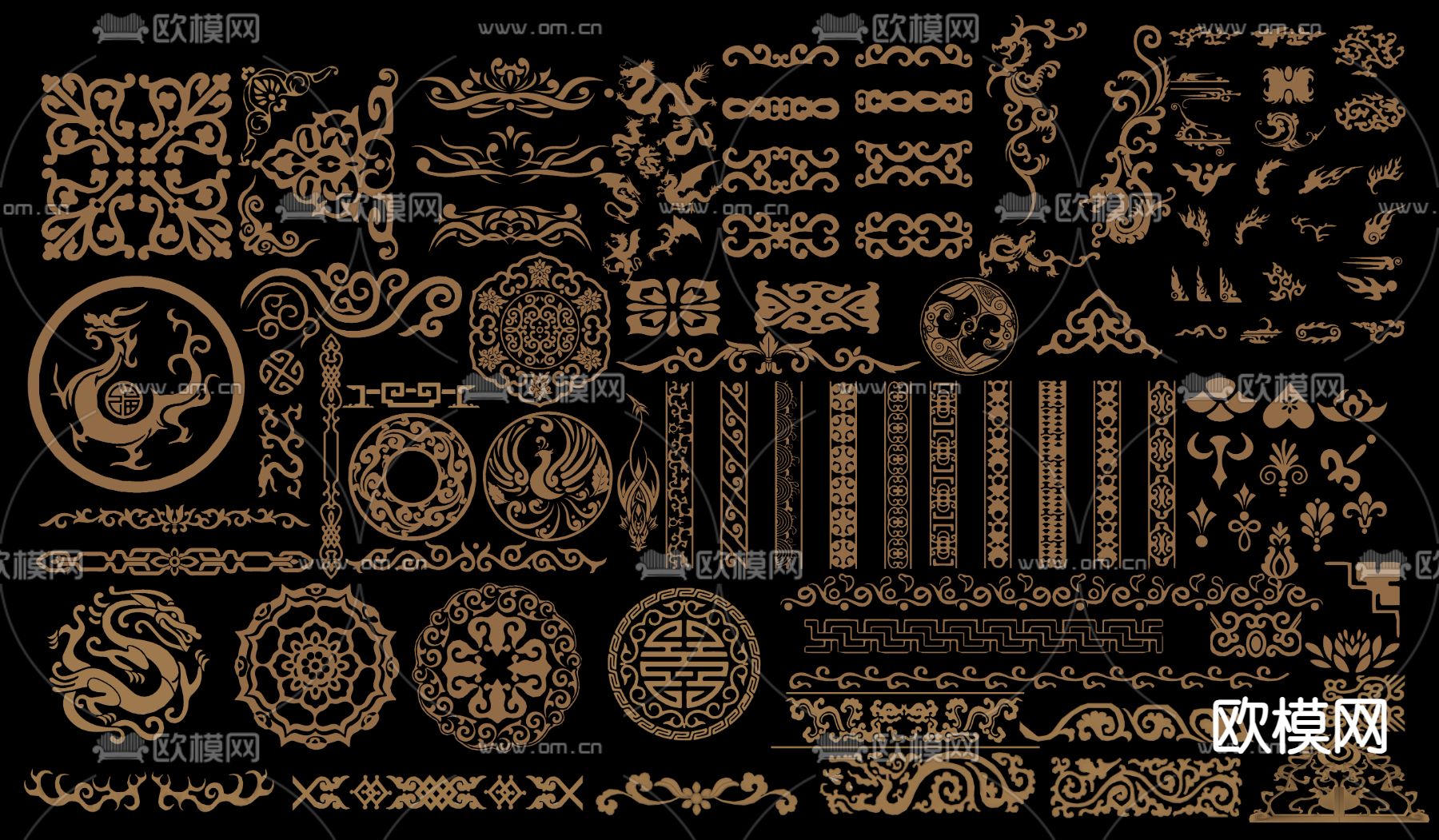 中式雕花 角花 花纹su模型下载