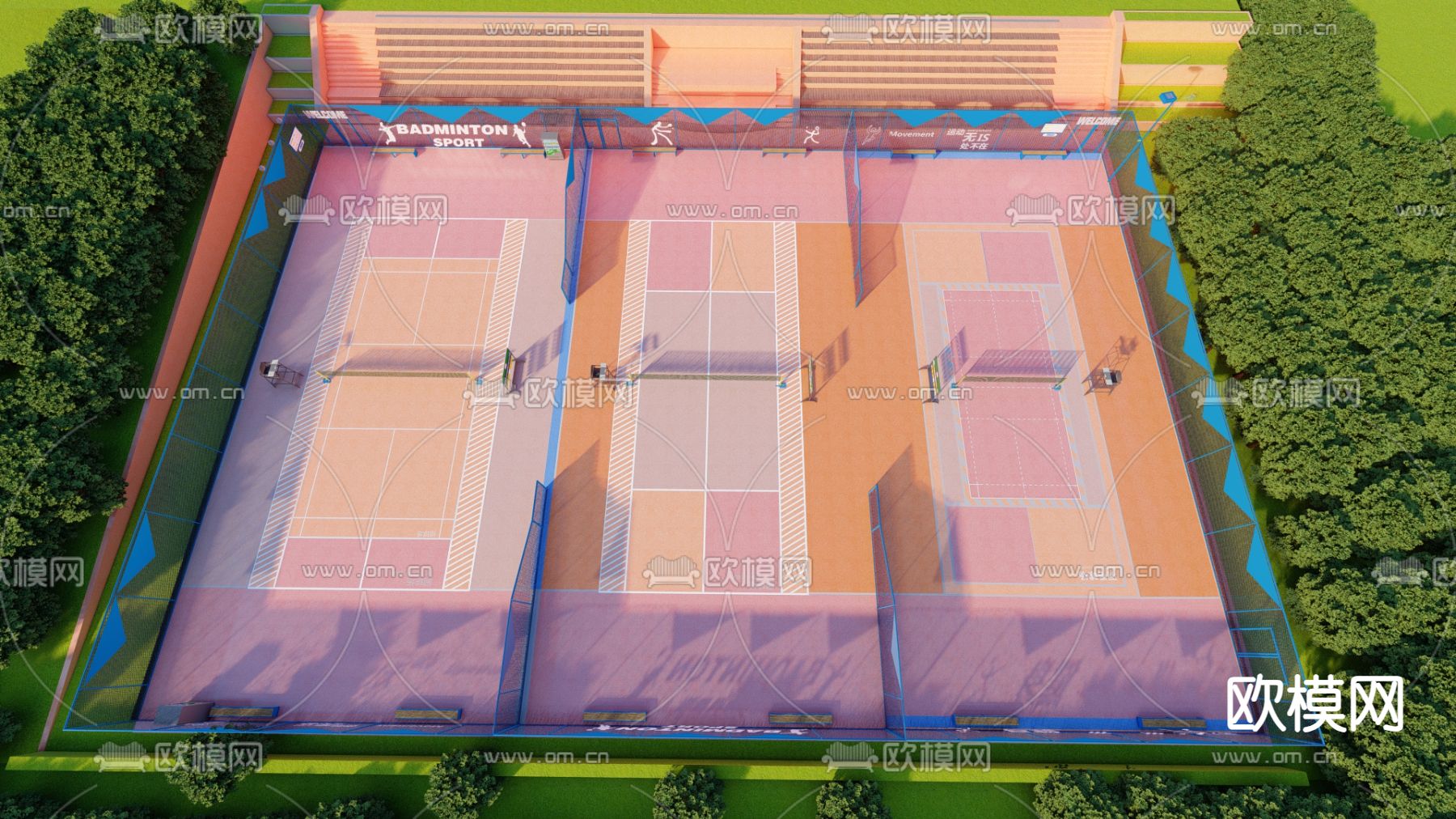 网球场 运动健身球场su模型下载（渲染图2）