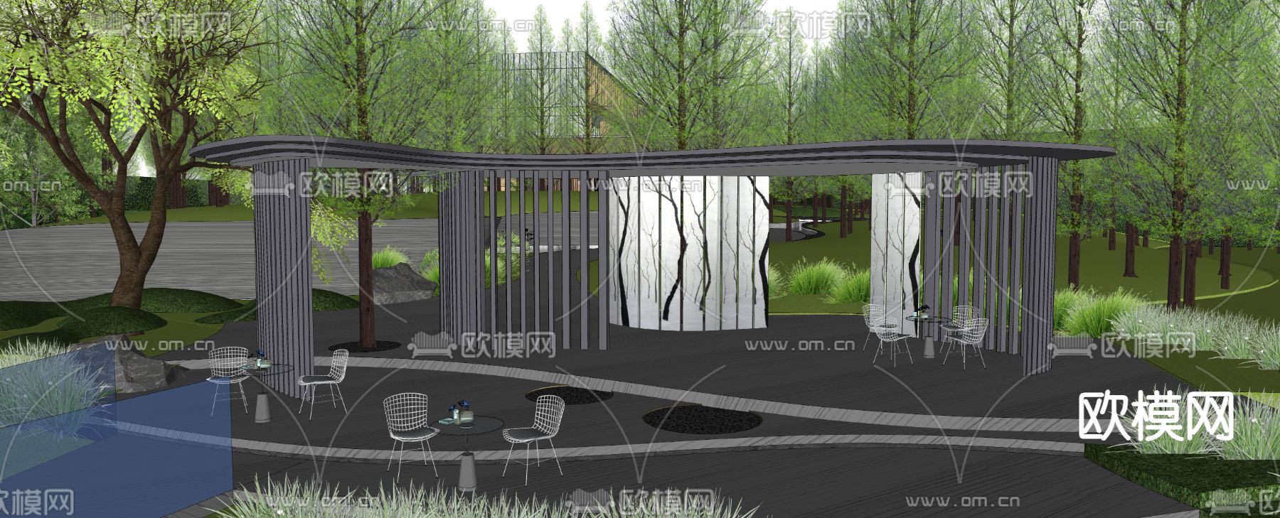 住宅小区景观 台阶景观su模型下载（渲染图3）