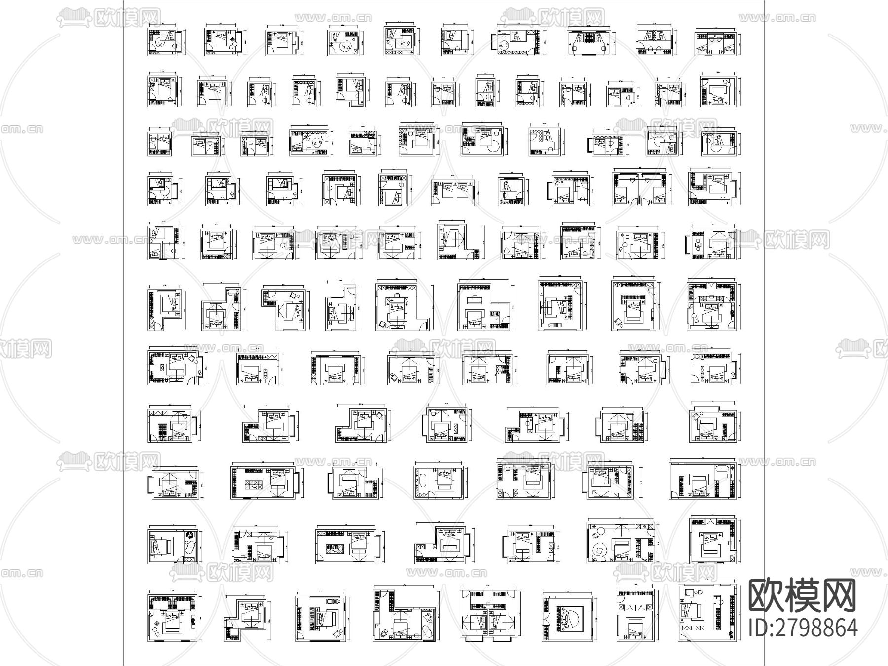 100个卧室cad图库下载（渲染图1）