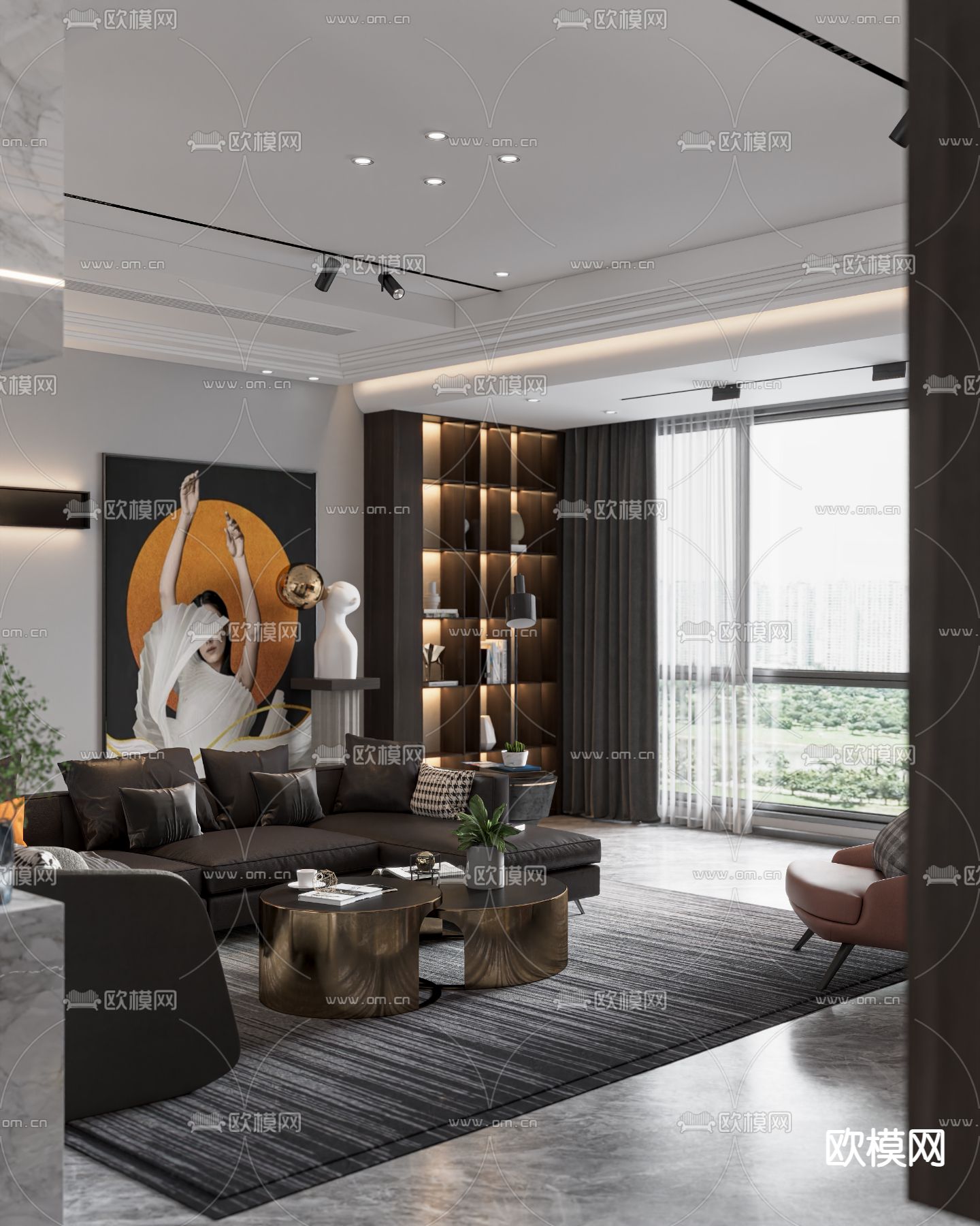 现代客餐厅3d模型下载（渲染图2）