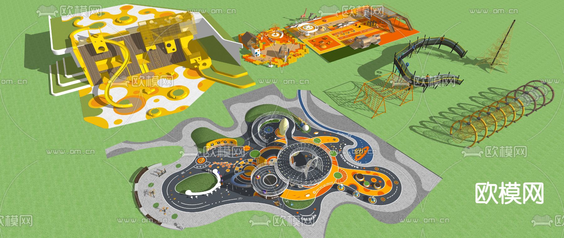 现代儿童游乐区su模型下载（渲染图2）