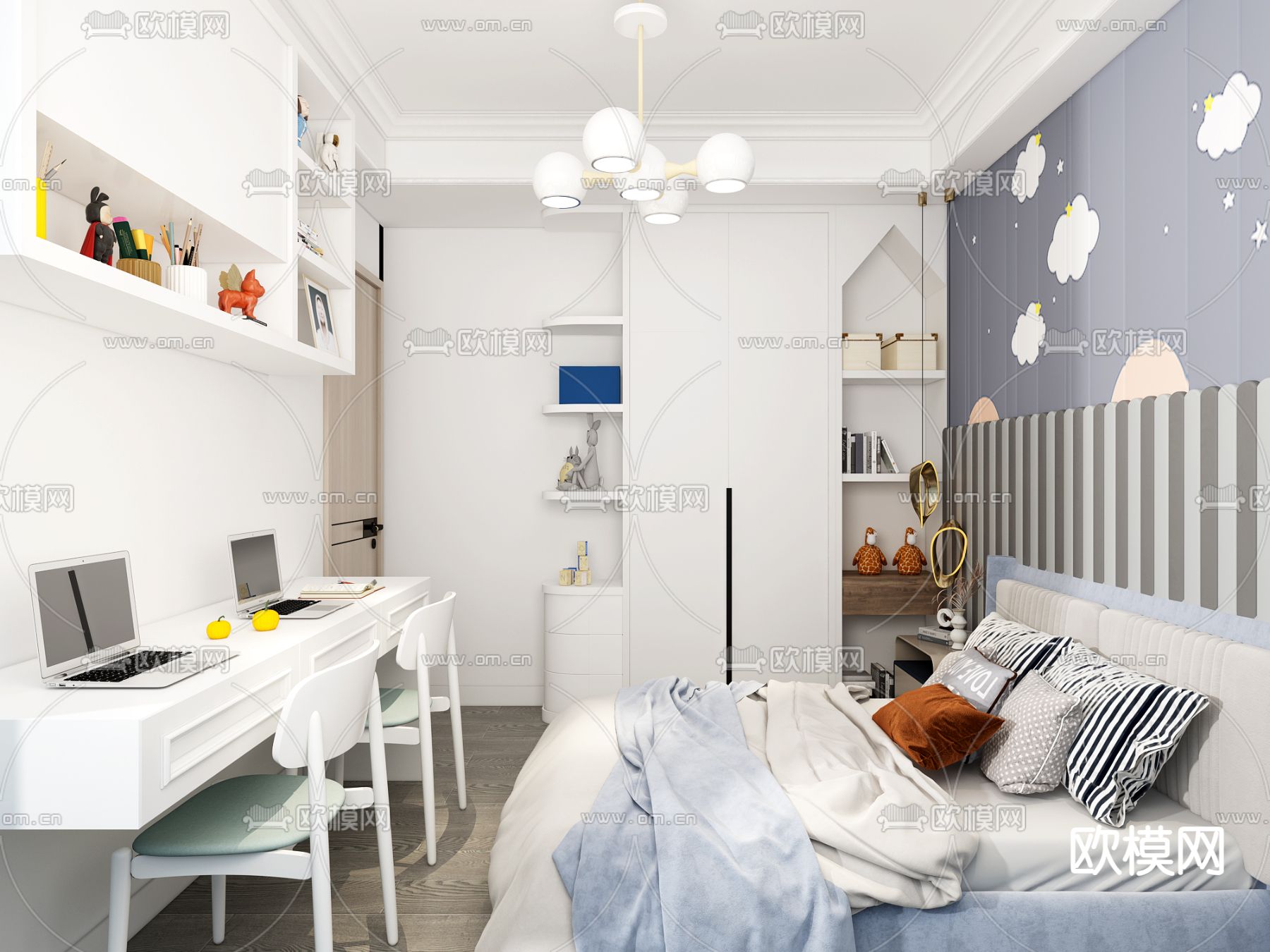 现代儿童房 小孩房 卧室3d模型下载