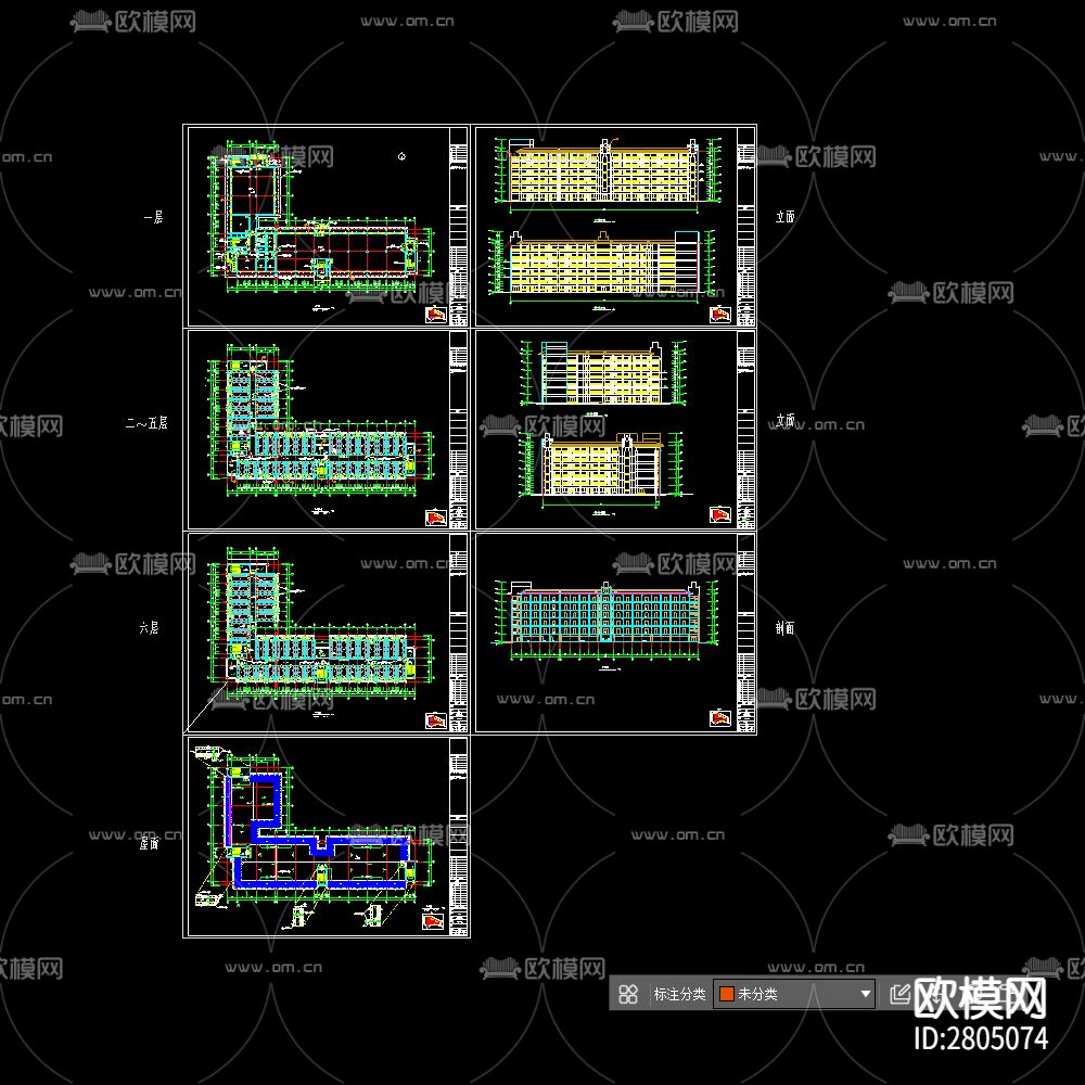 大学公寓宿舍cad图库下载（渲染图5）