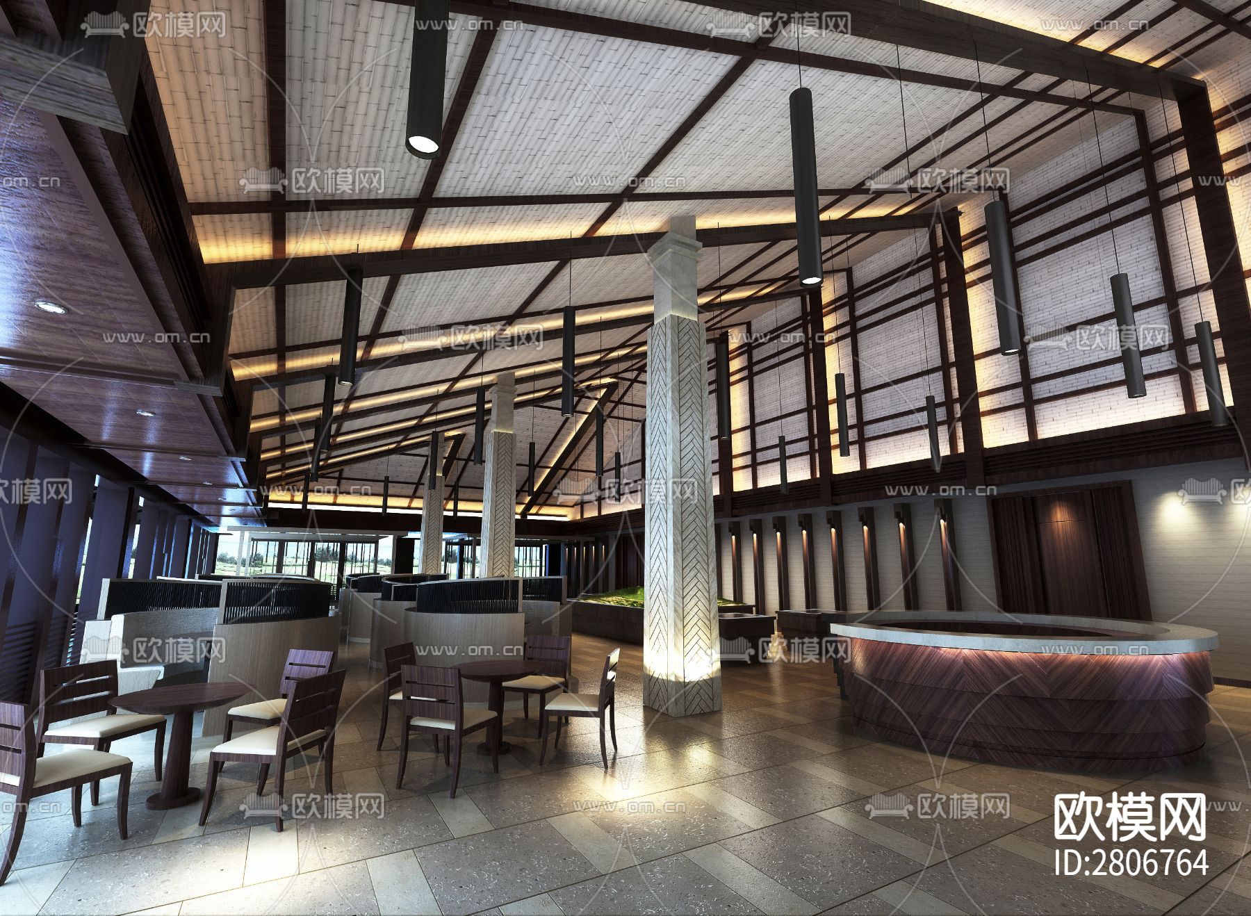 高尔夫球场会所全套cad施工图下载（渲染图5）