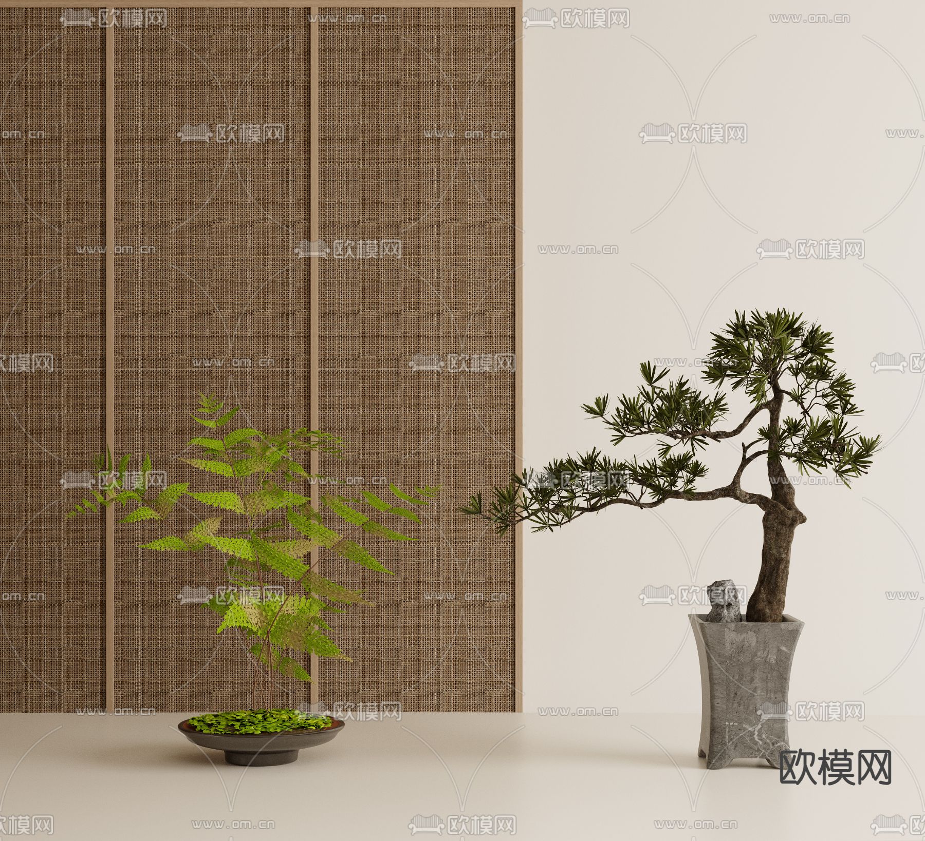 新中式盆栽 盆景su模型下载（渲染图1）