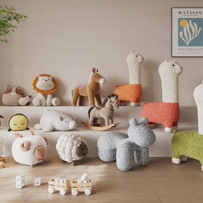  毛绒玩具 沙发凳su模型 