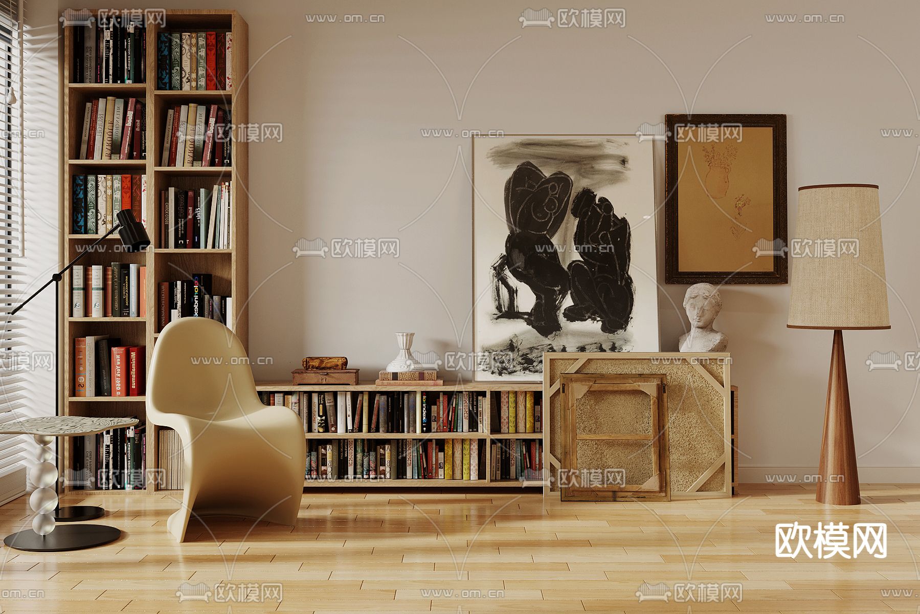 现代异型椅 落地灯su模型下载（渲染图1）