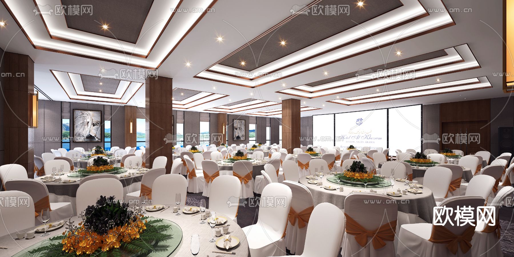 酒店宴会厅3d模型下载（渲染图2）