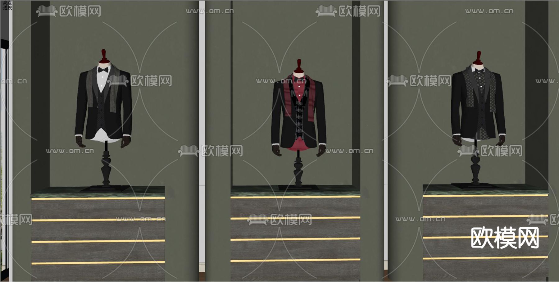 橱窗模特 西装模特su模型下载（渲染图2）