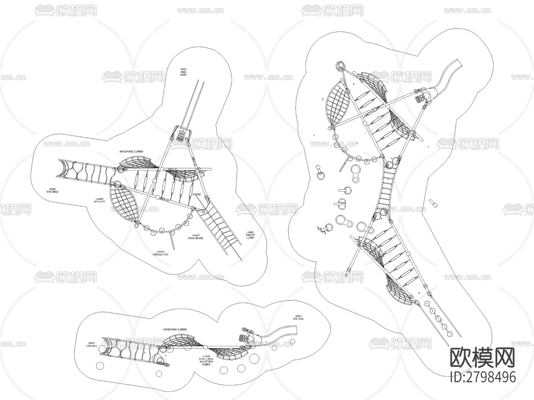 精选儿童游乐设施cad图库下载（渲染图8）