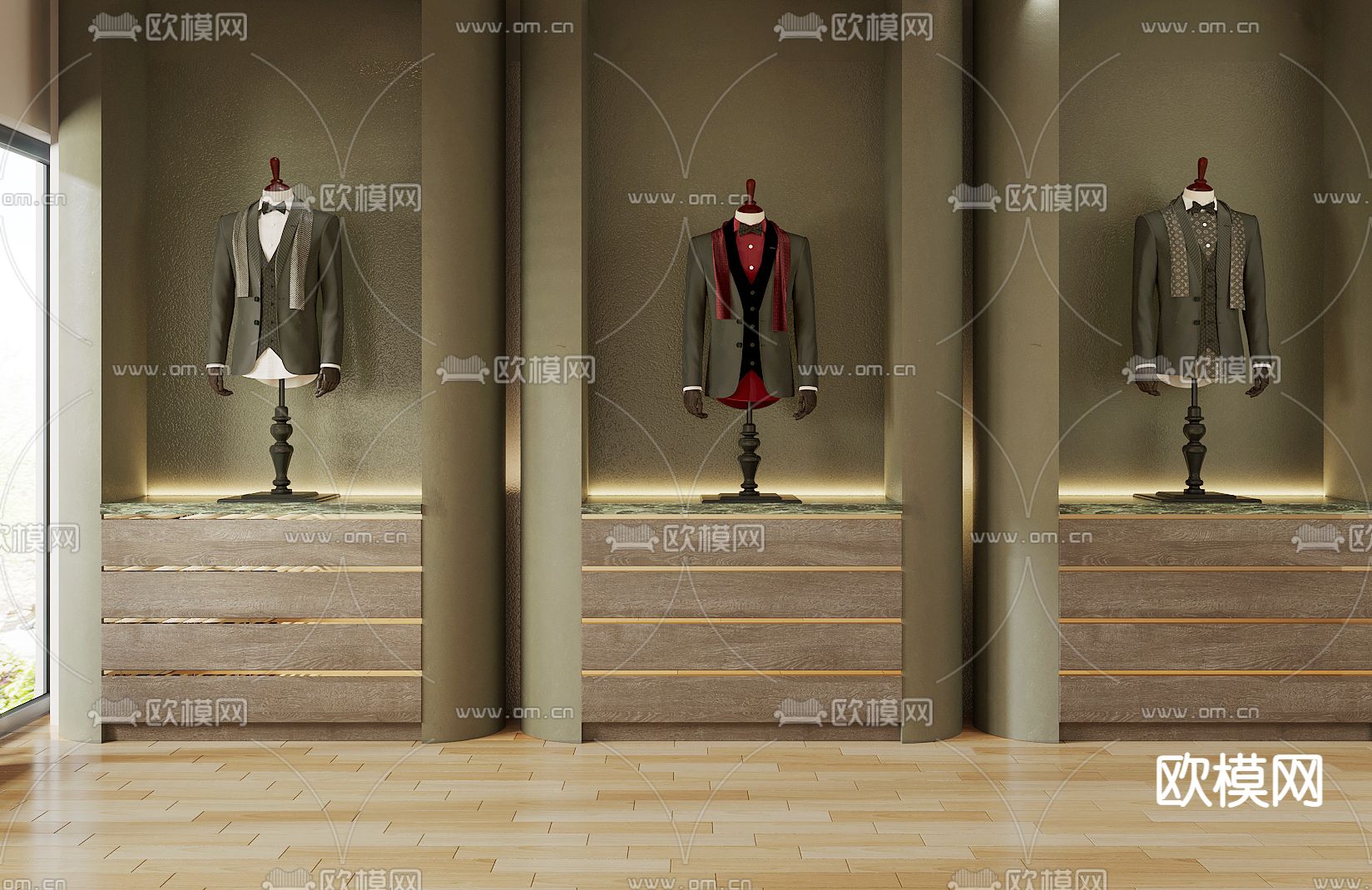 橱窗模特 西装模特su模型下载（渲染图1）
