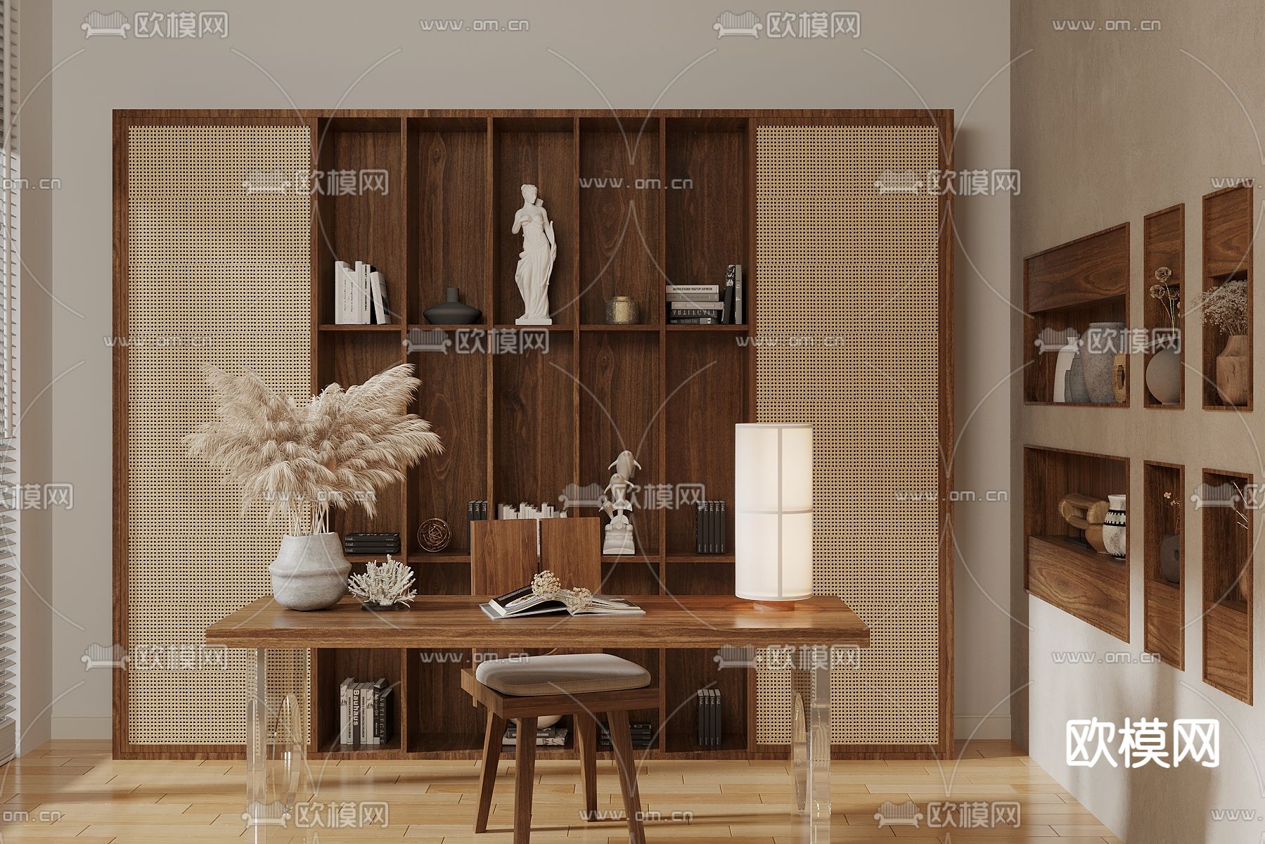 侘寂风书桌 学习桌3d模型下载