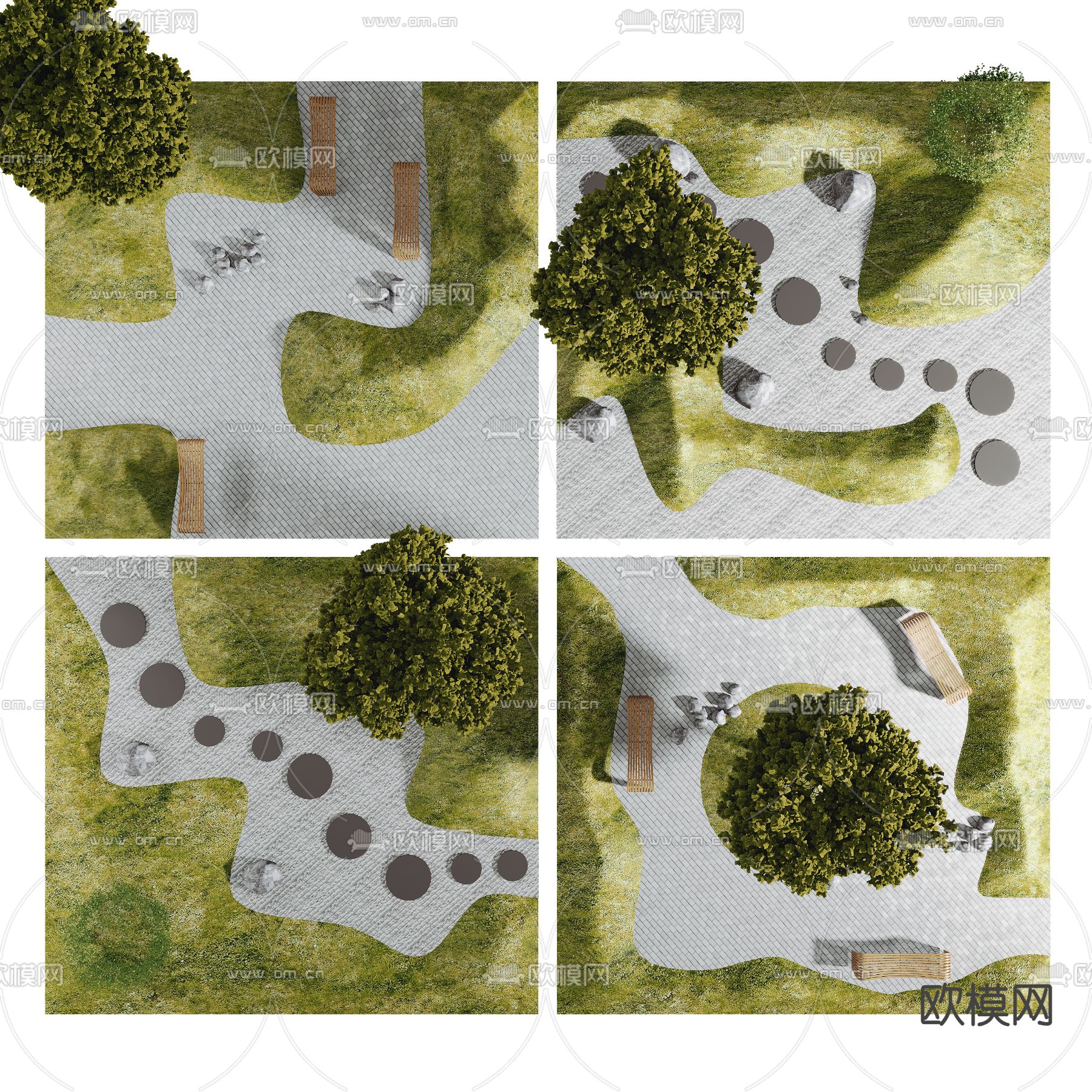 公园绿地景观 微地形3d模型下载