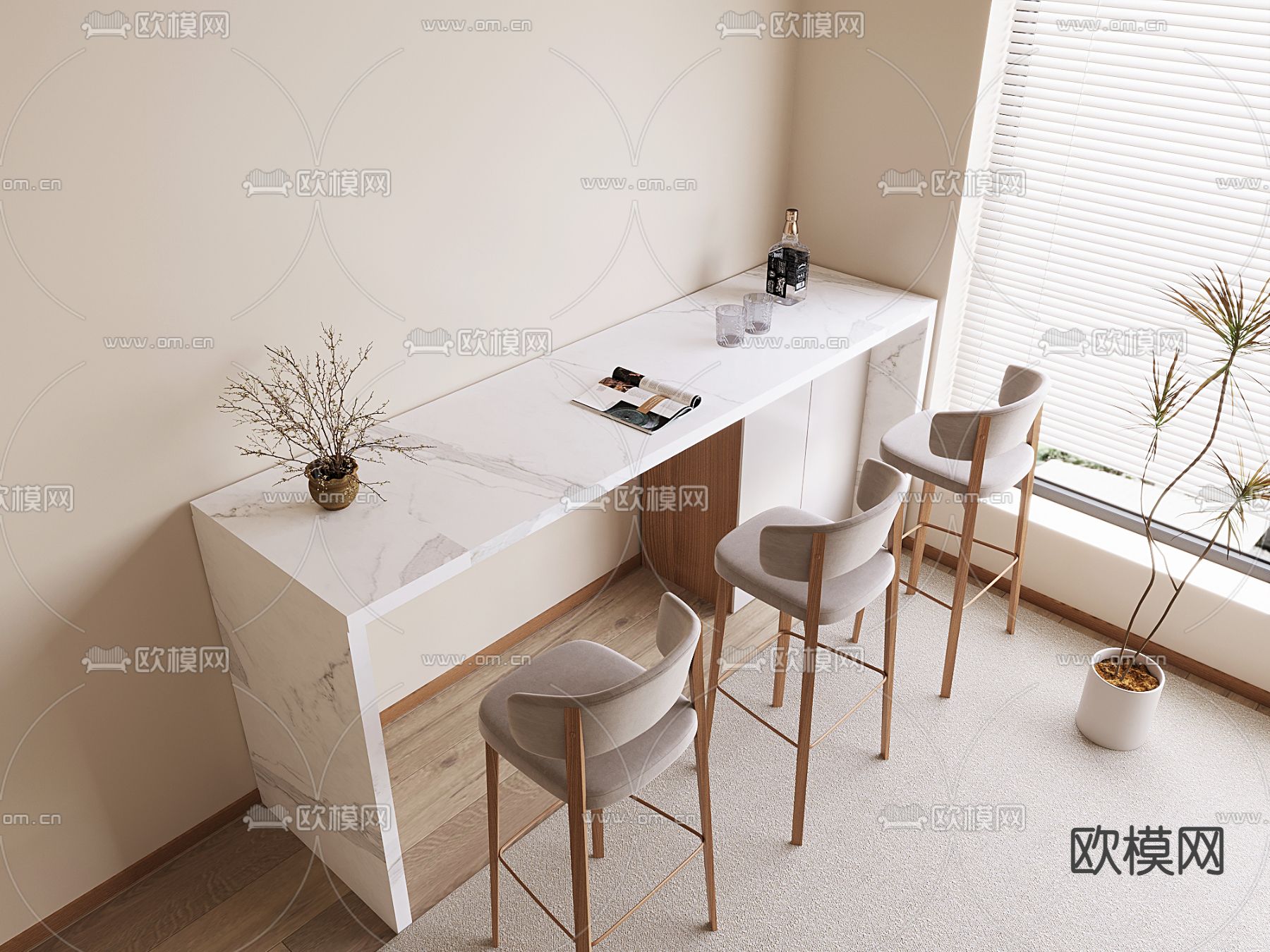 北欧吧台3d模型下载
