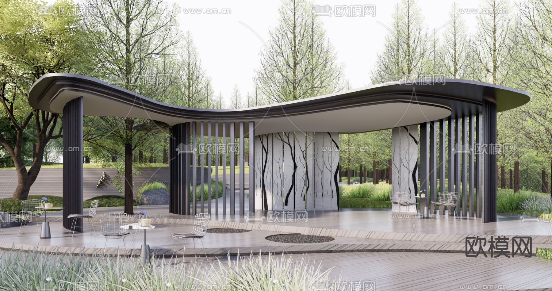 住宅小区景观 台阶景观su模型下载（渲染图1）